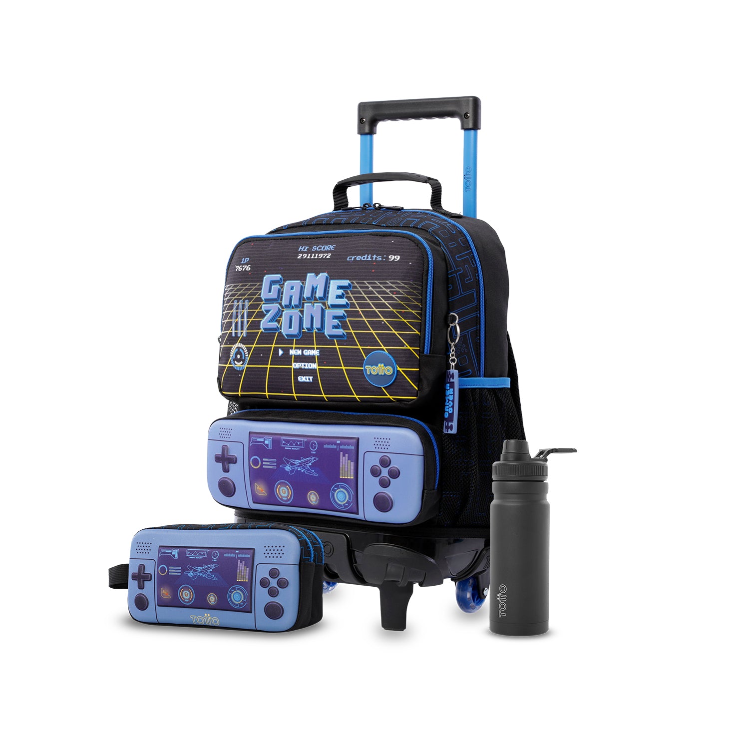 Pack escolar Niño Vortex - Mochila con ruedas + Estuche + Botella de 550ml