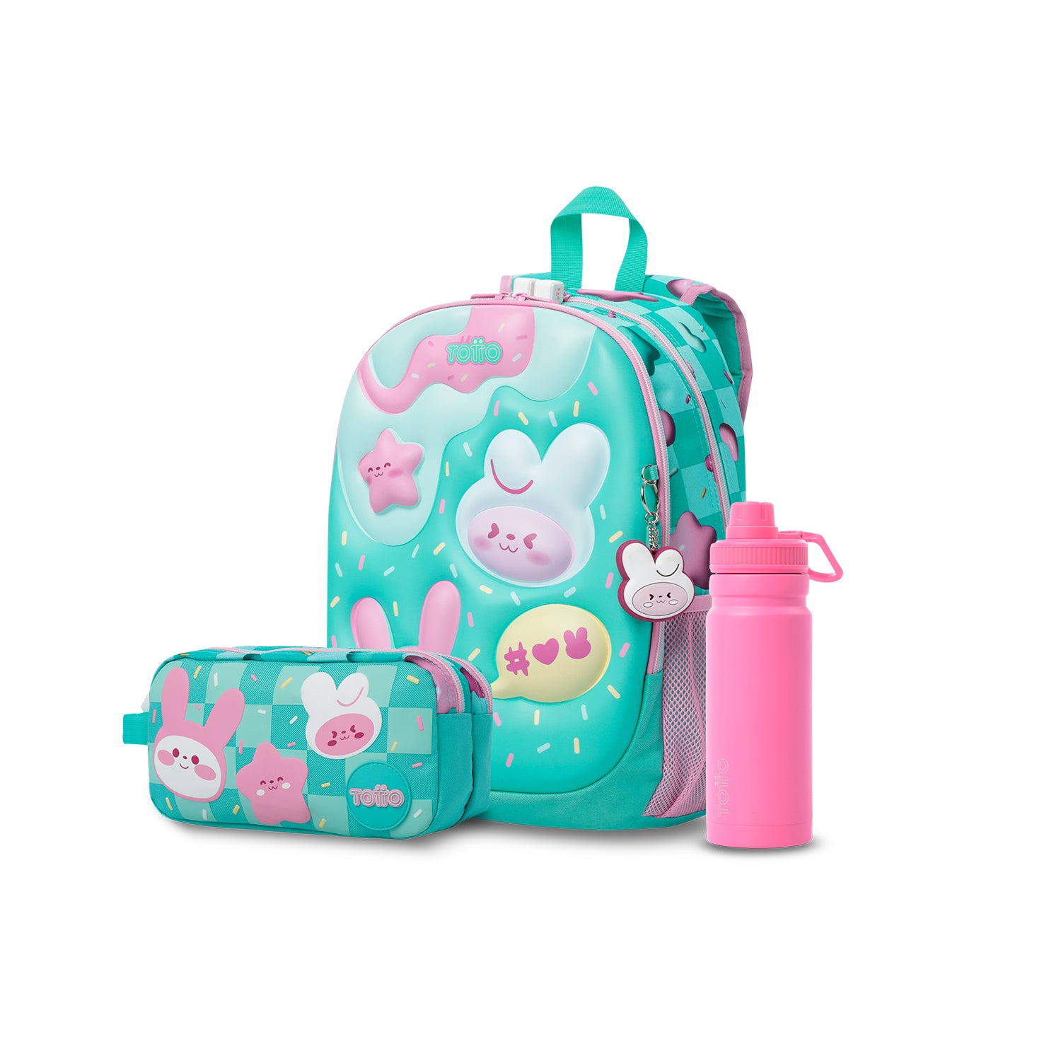 Pack escolar Niña Bunny Pump - Mochila + Estuche + Botella de 550ml