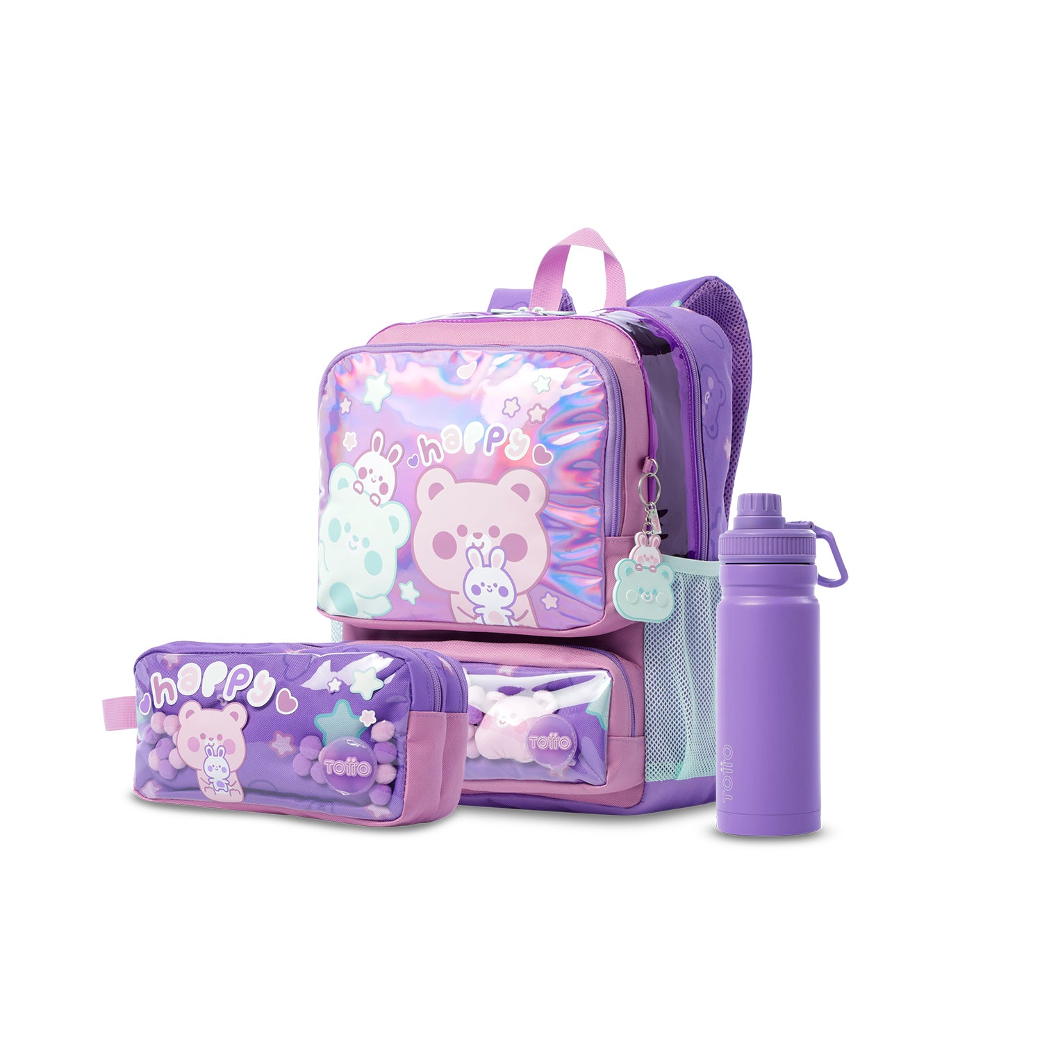 Pack escolar Niña Friends Party - Mochila + Estuche + Botella de 550ml