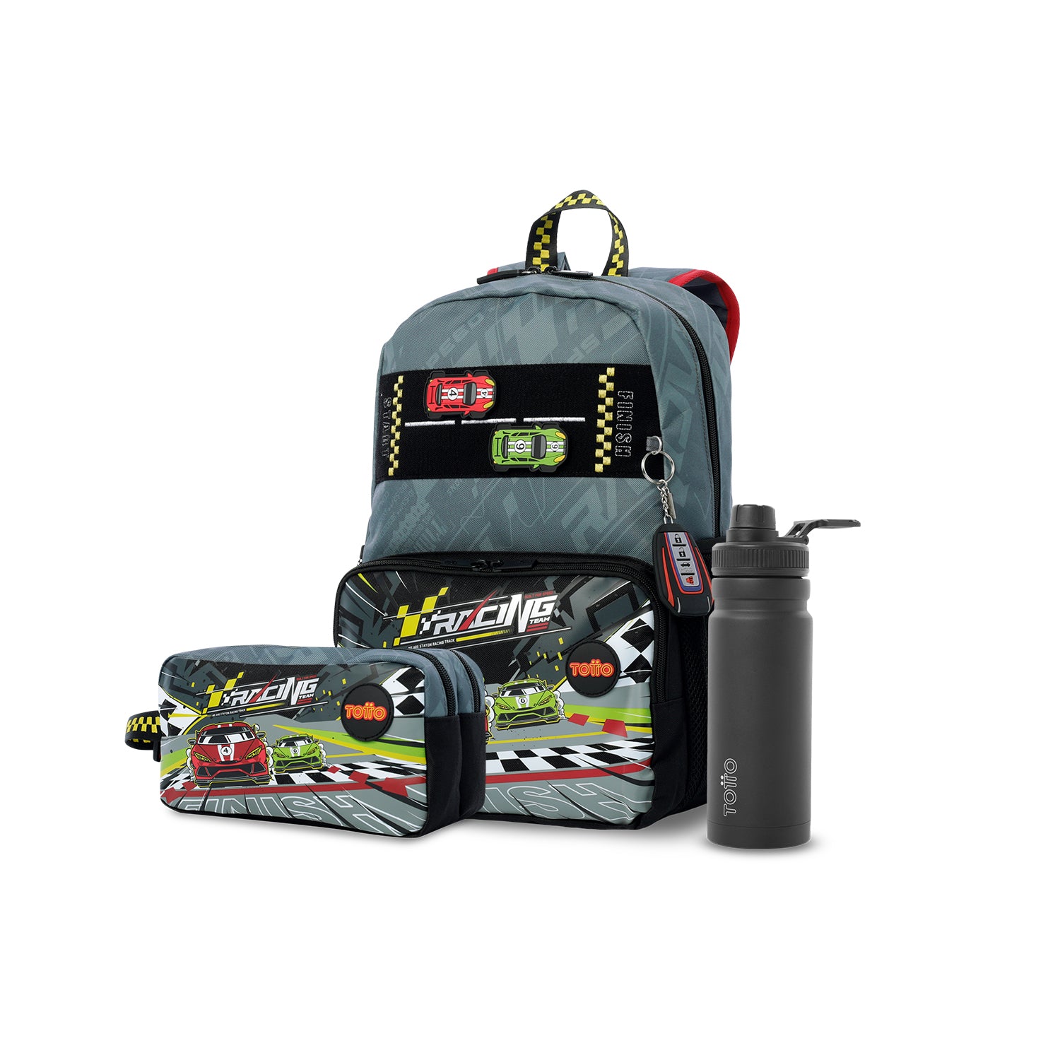 Pack escolar Niño Grand Prix - Mochila + Estuche + Botella de 550ml